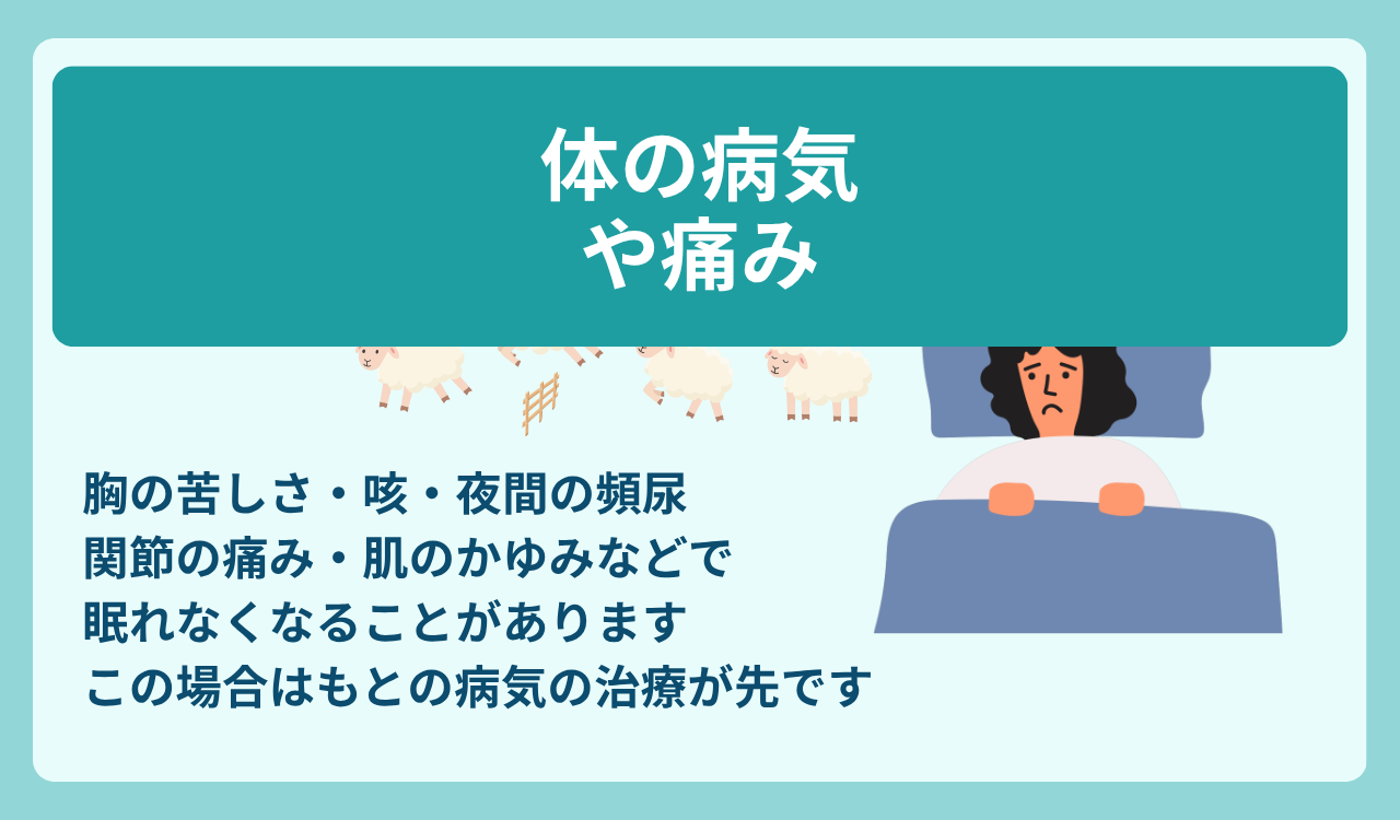 体の病気や痛みで眠れなくなる