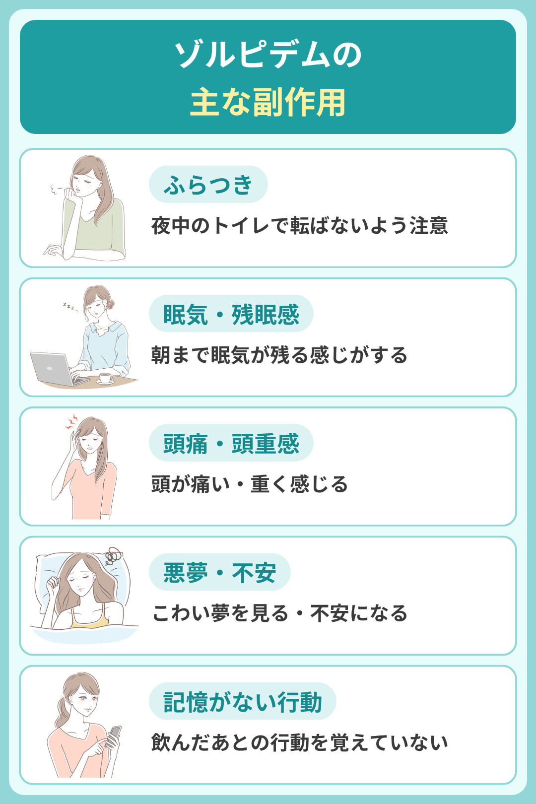 ゾルピデムの主な副作用