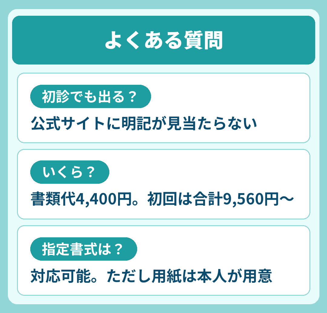 エニキュアの診断書に関するよくある質問