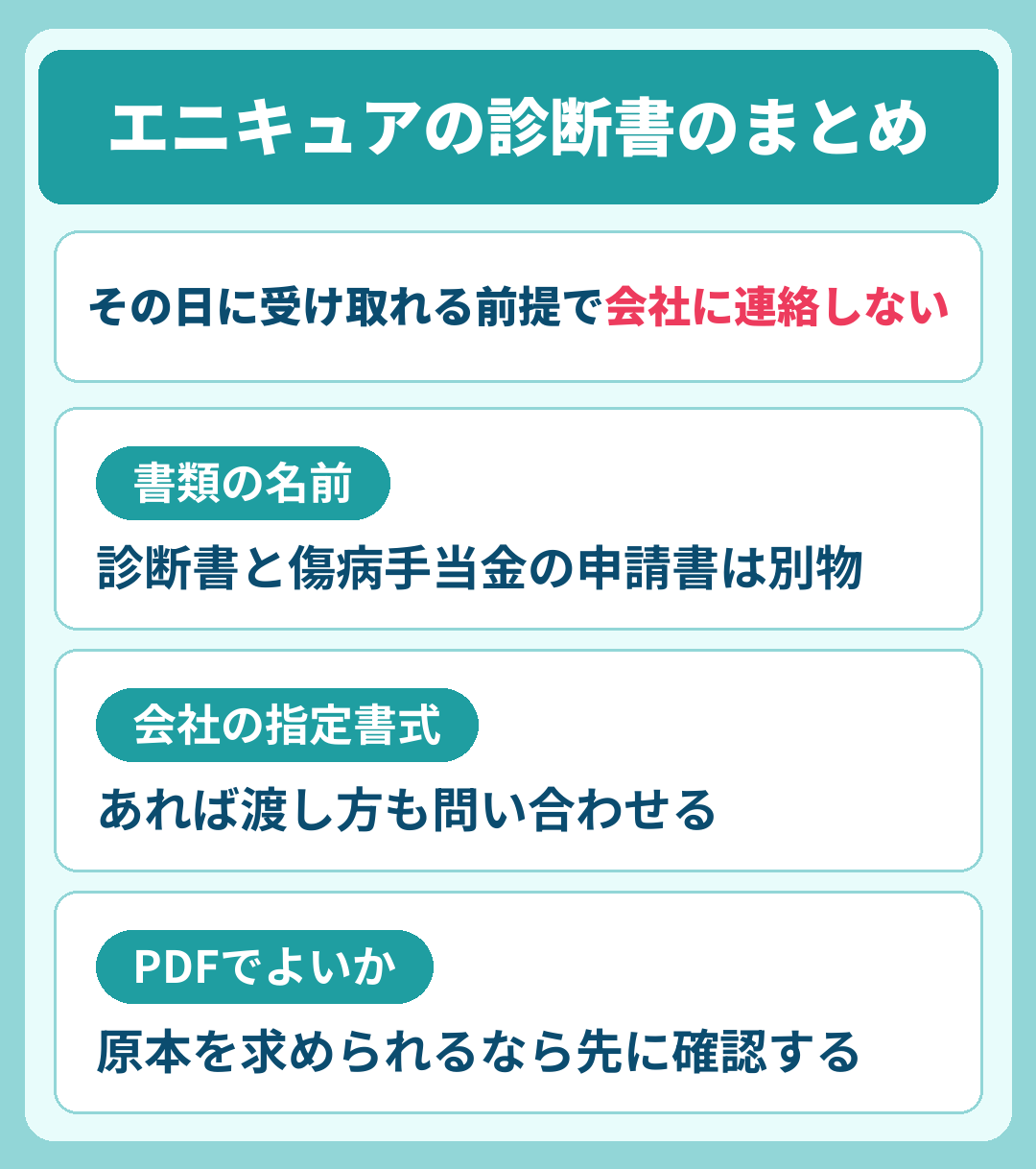 エニキュアの診断書のまとめ