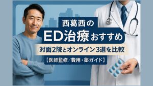 西葛西のED治療おすすめ｜対面2院とオンライン3選を比較【医師監修／費用・薬ガイド】